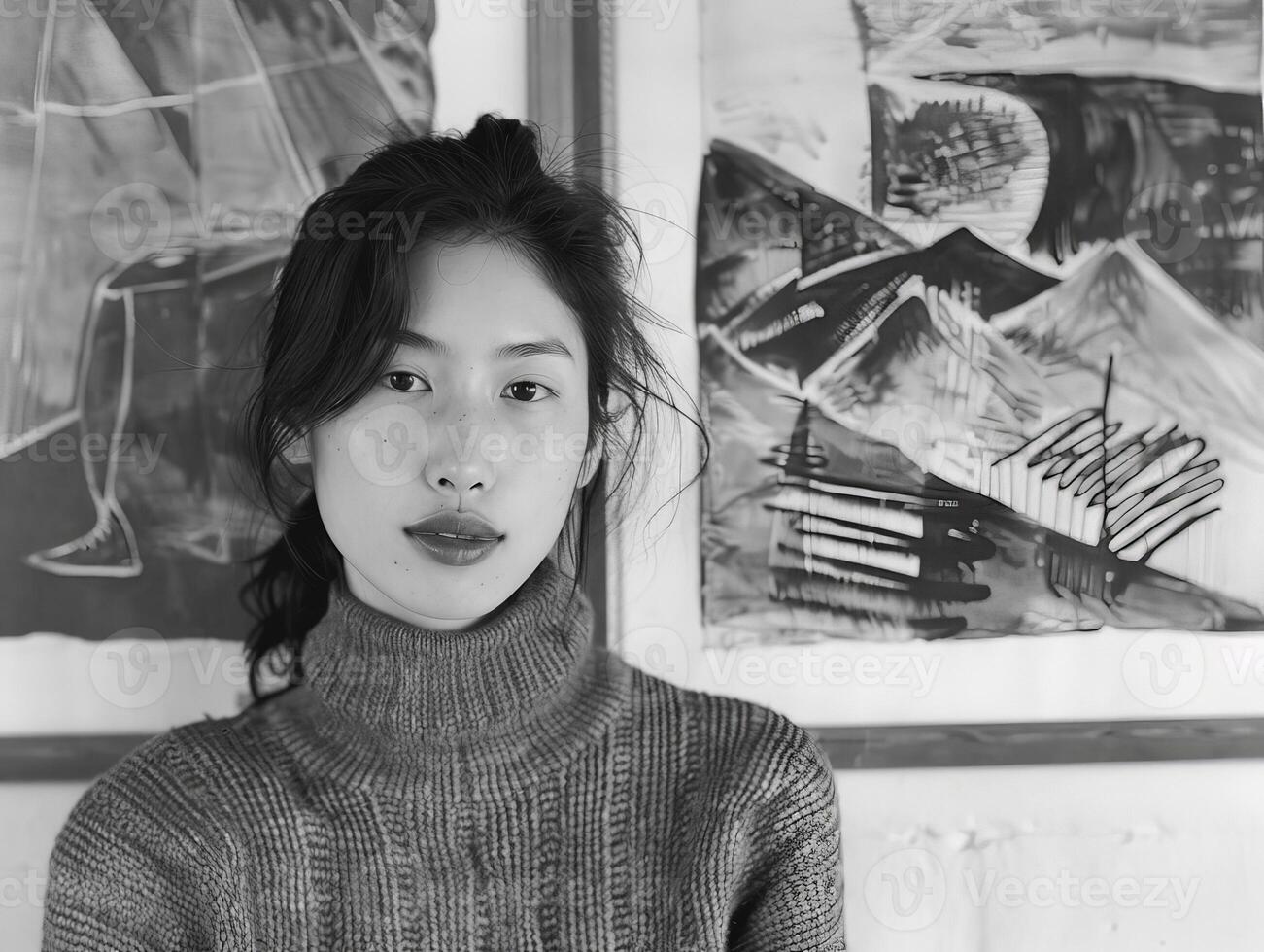 Asian Woman in Sweater photo