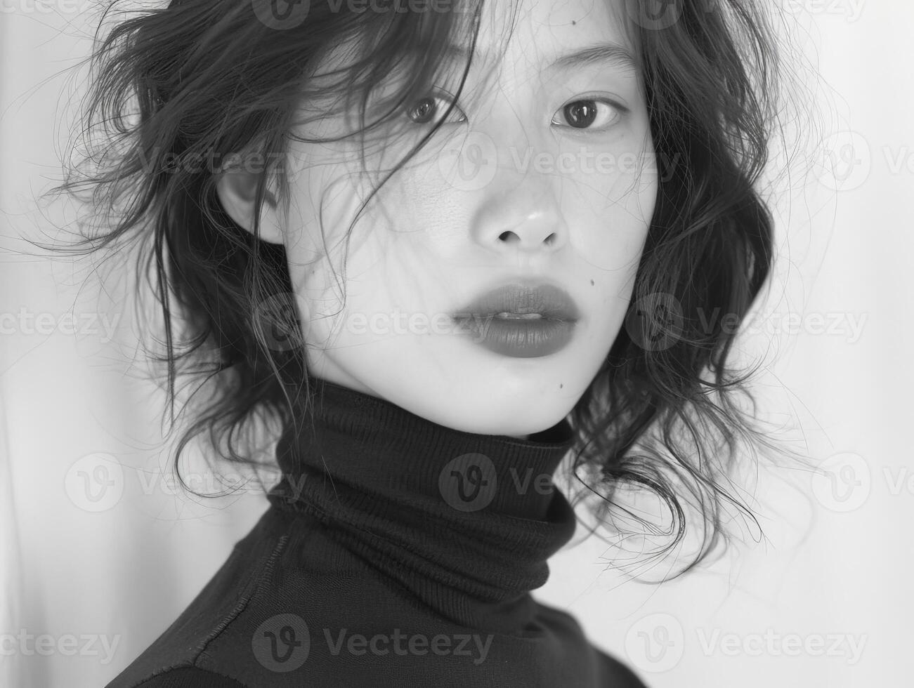 Asian Woman With Wavy Hair photo