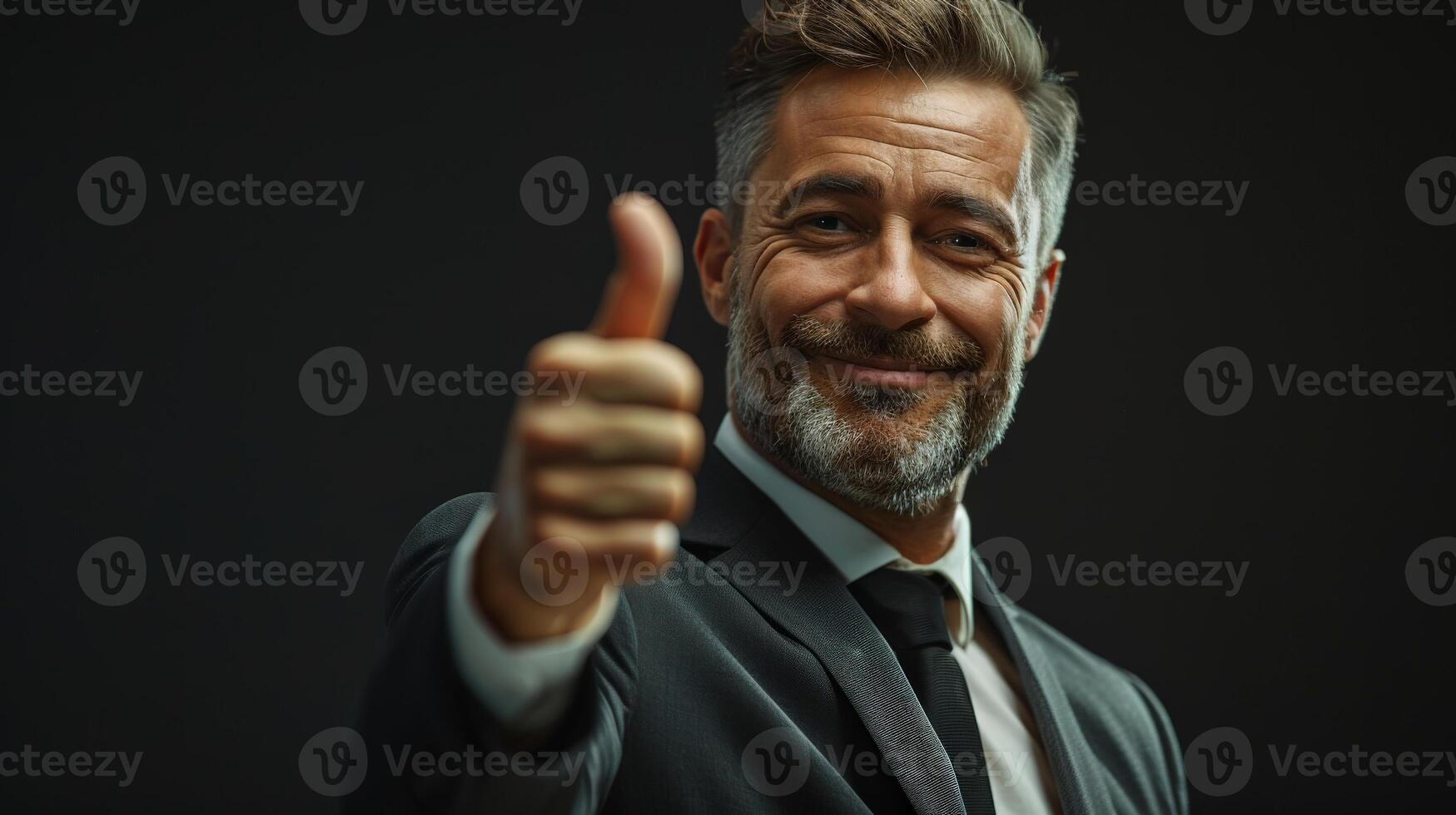 Businessman in Suit Giving Thumbs Up photo