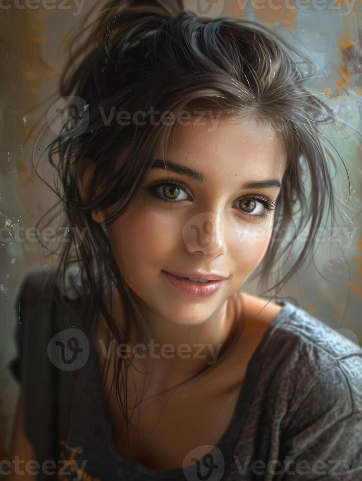Portrait of a Woman With Brown Hair photo