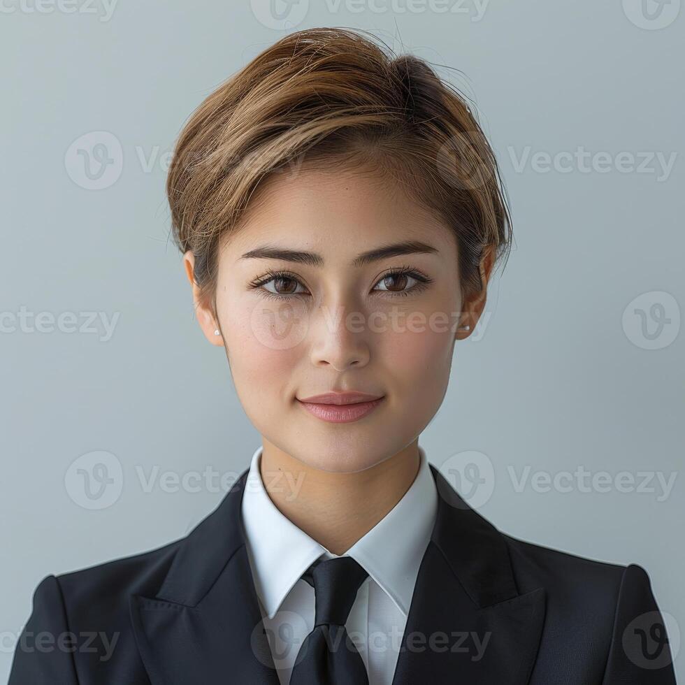 Young Thai Female in Suit and Tie Posing photo