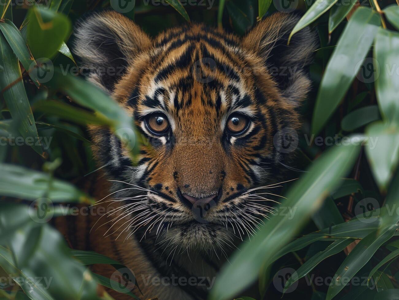 Close Up of a Tiger in the Grass photo