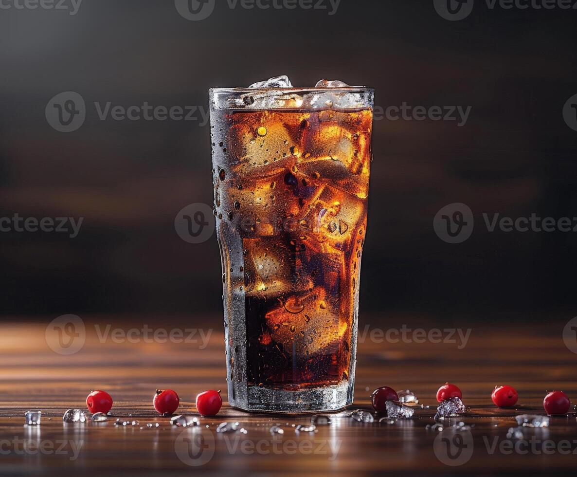 Refreshing Glass of Soda With Ice and Cranberries photo