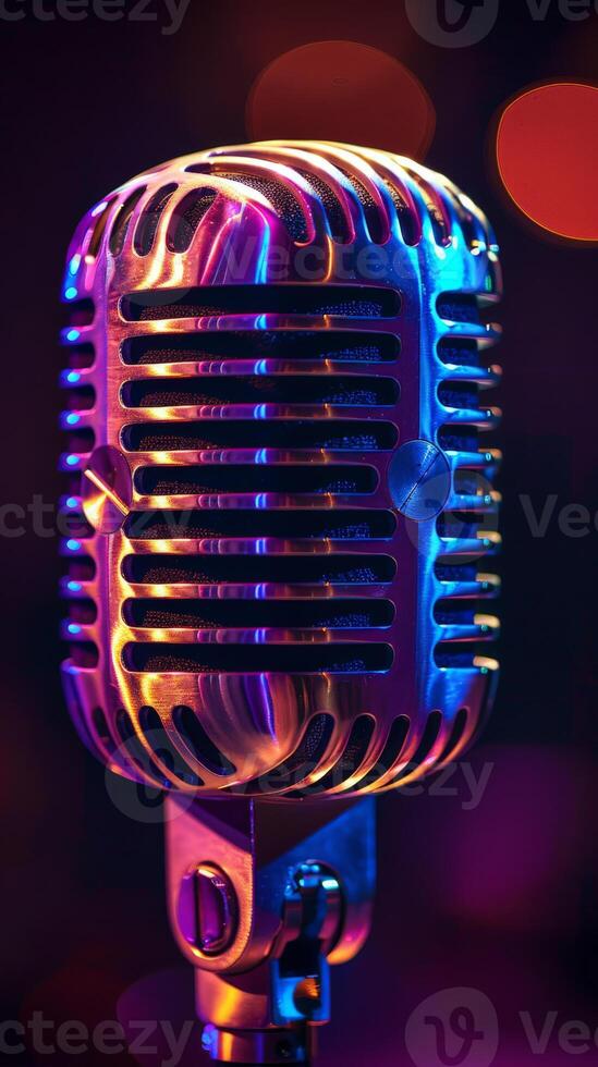 Close Up of Microphone With Blurry Background photo