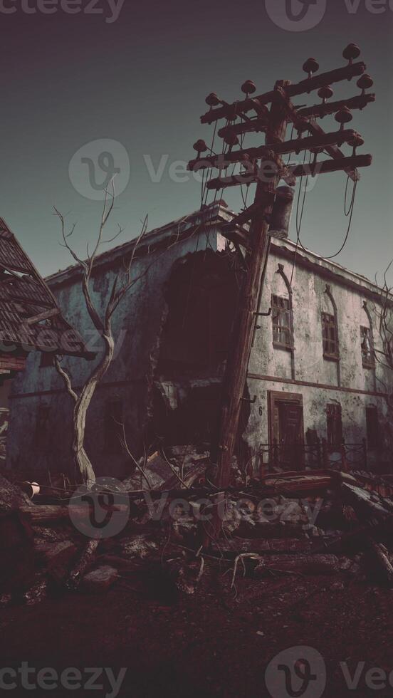 War Torn Town at Twilight Remnants of Devastation photo