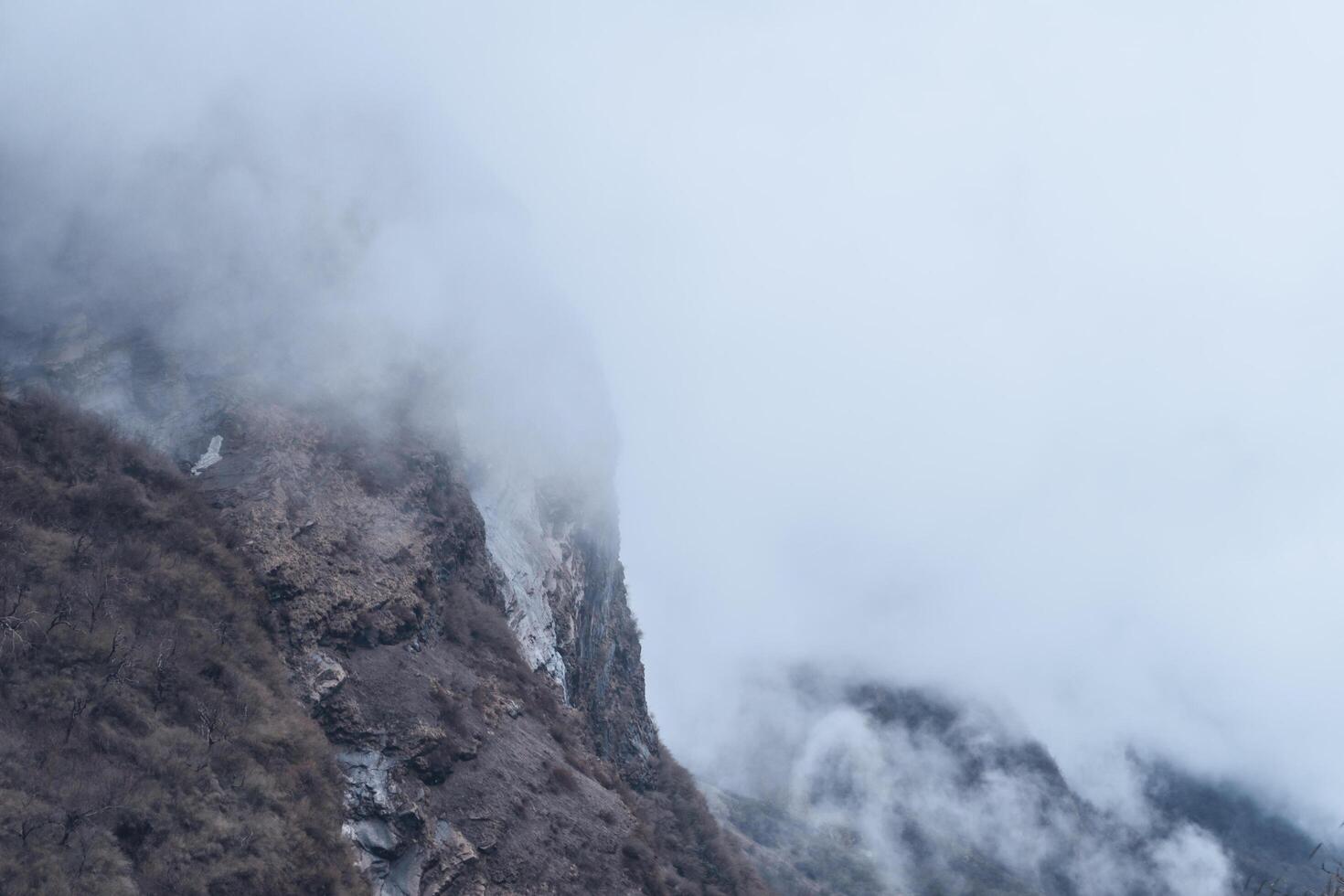 Annapurna Base Camp trekking road view in Nepal, background in mountain Nepal photo