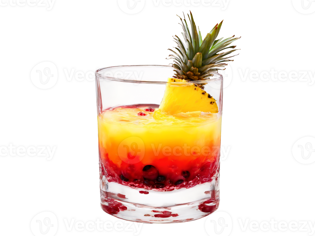 Rum Runner A tropical glass with vibrant red liquid pineapple wedge and cherry with rum png