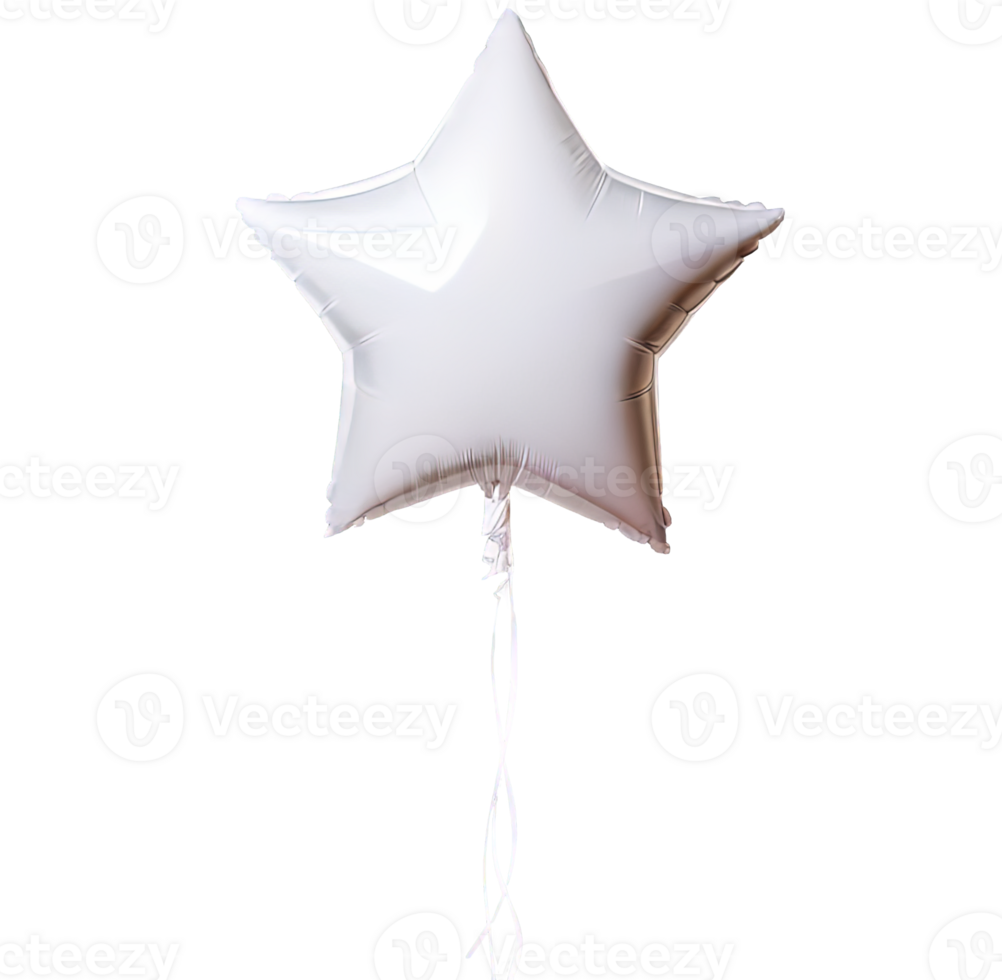 Star-shaped balloon floats on transparent background. Captured during celebration for decorative purpose. png