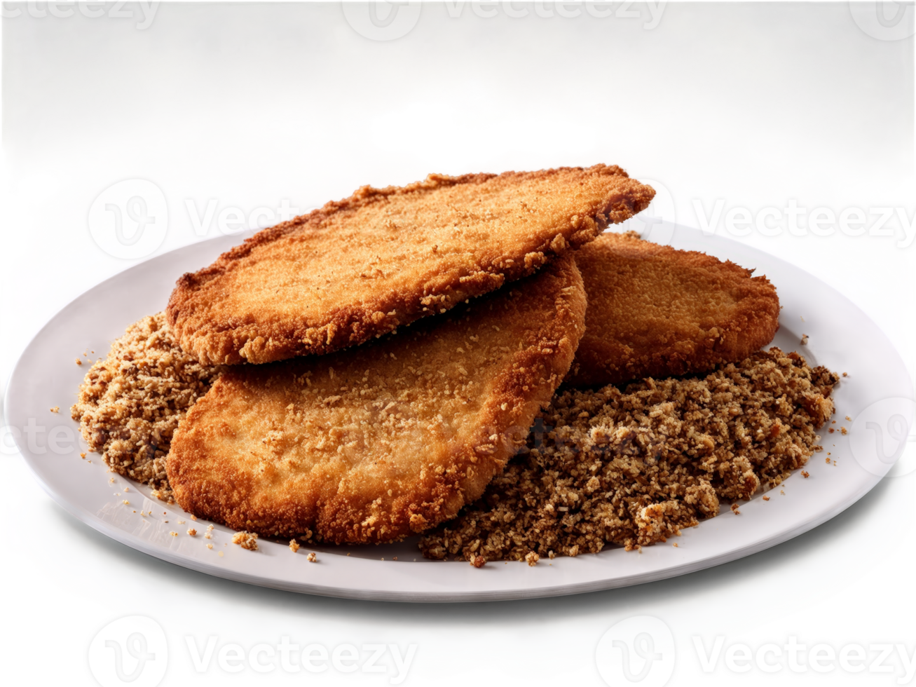 Wiener Schnitzel with golden brown breadcrumb coating png