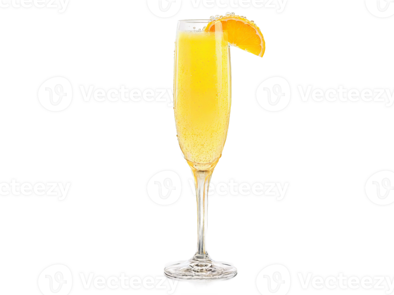 Mimosa A chic champagne glass with pale orange liquid bubbles and orange slice with champagne png