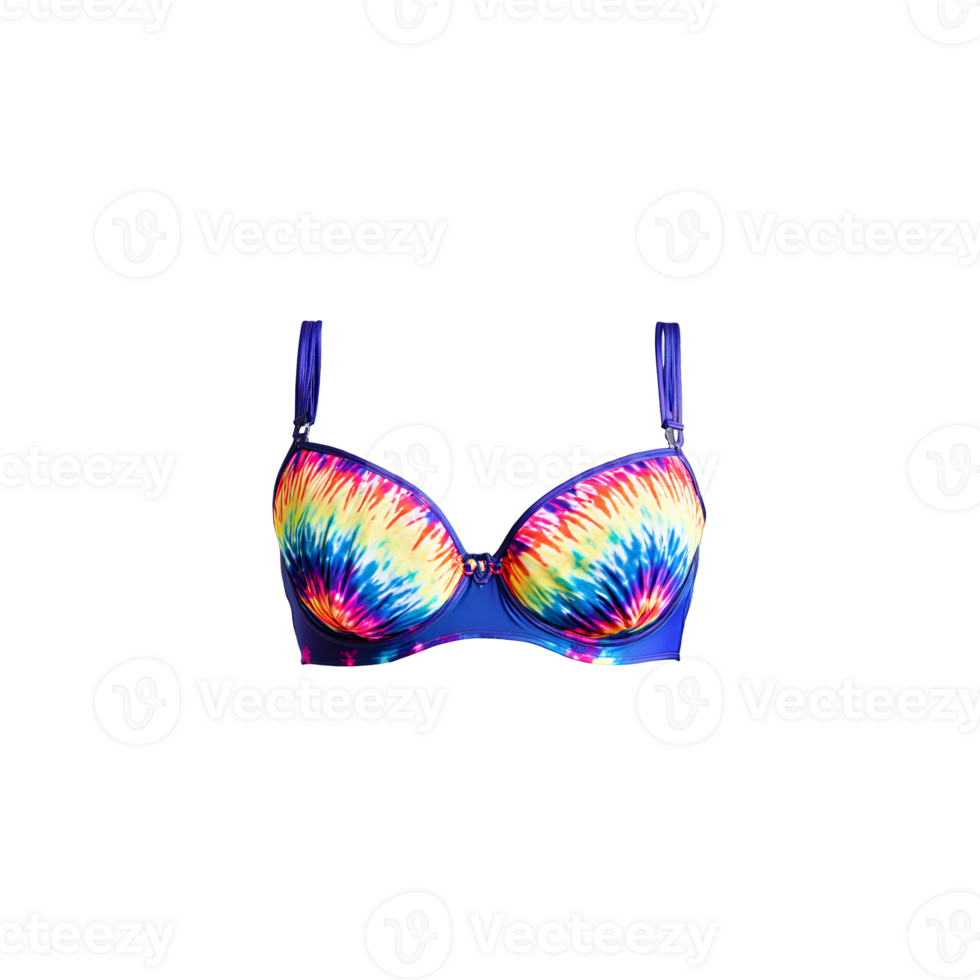 Psychedelic tie dye swirl bra undulating trippily neon rainbow hues groovy vibes png