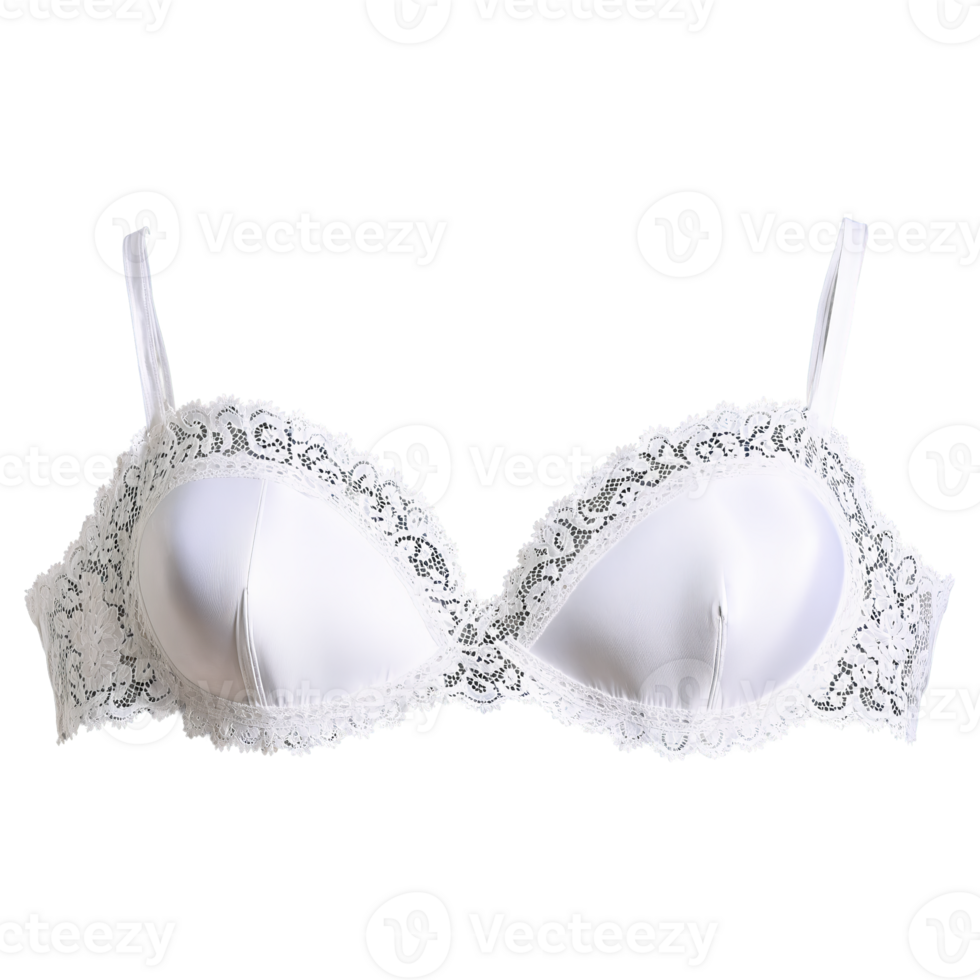 Eyelet White Bralette A feminine white eyelet lace bralette with a scalloped trim and adjustable straps png