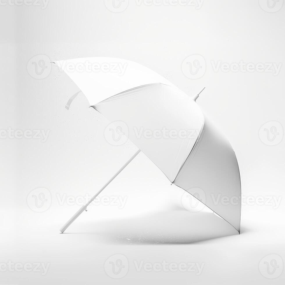 Umbrella or parasol with handle isolated on white background, 3D rendering photo