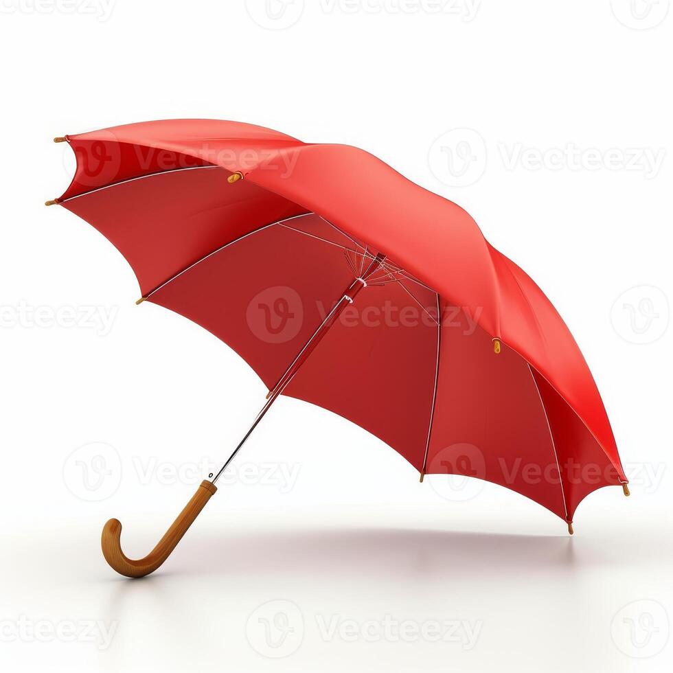 Umbrella or parasol with handle isolated on white background, 3D rendering photo