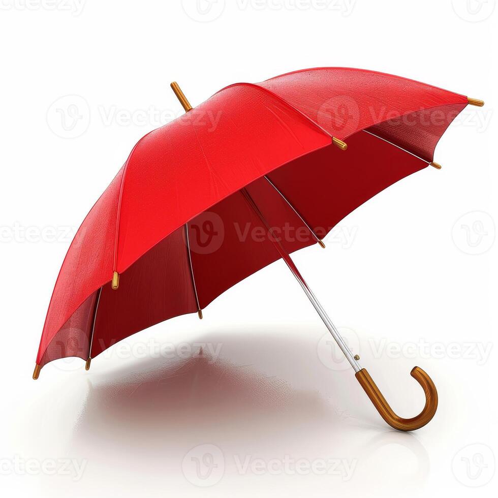 Umbrella or parasol with handle isolated on white background, 3D rendering photo