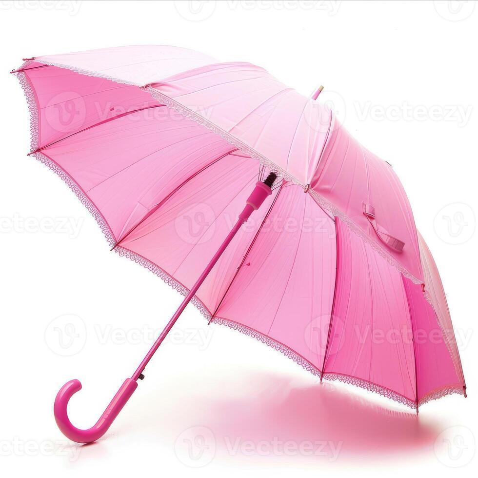 Umbrella or parasol with handle isolated on white background, 3D rendering photo