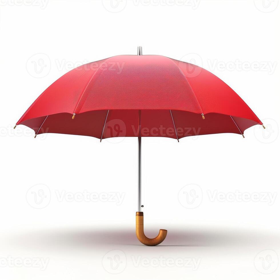 Umbrella or parasol with handle isolated on white background, 3D rendering photo