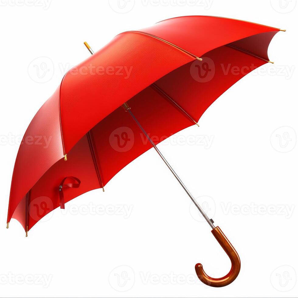 Umbrella or parasol with handle isolated on white background, 3D rendering photo