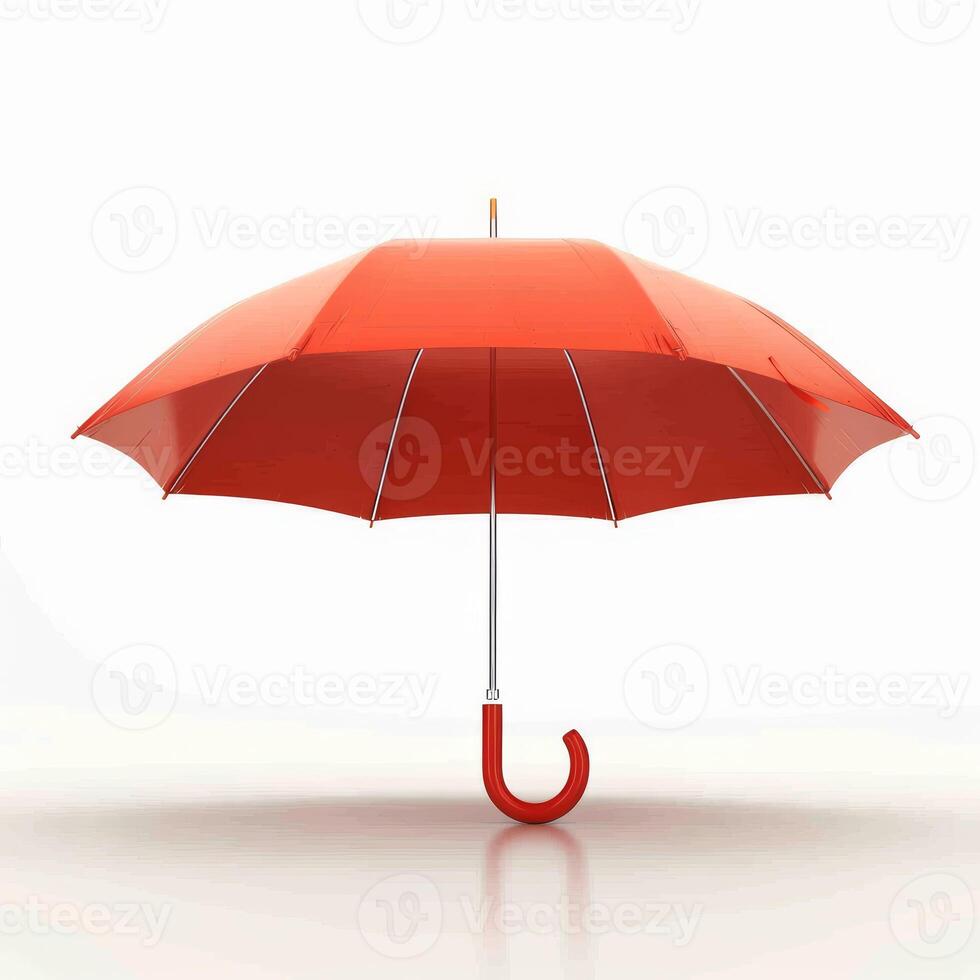 Umbrella or parasol with handle isolated on white background, 3D rendering photo