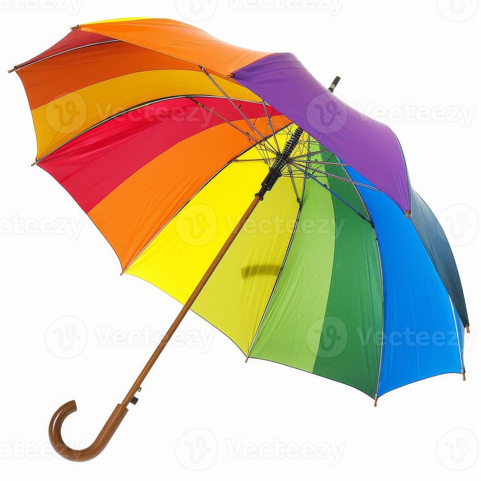 Umbrella or parasol with handle isolated on white background, 3D rendering photo