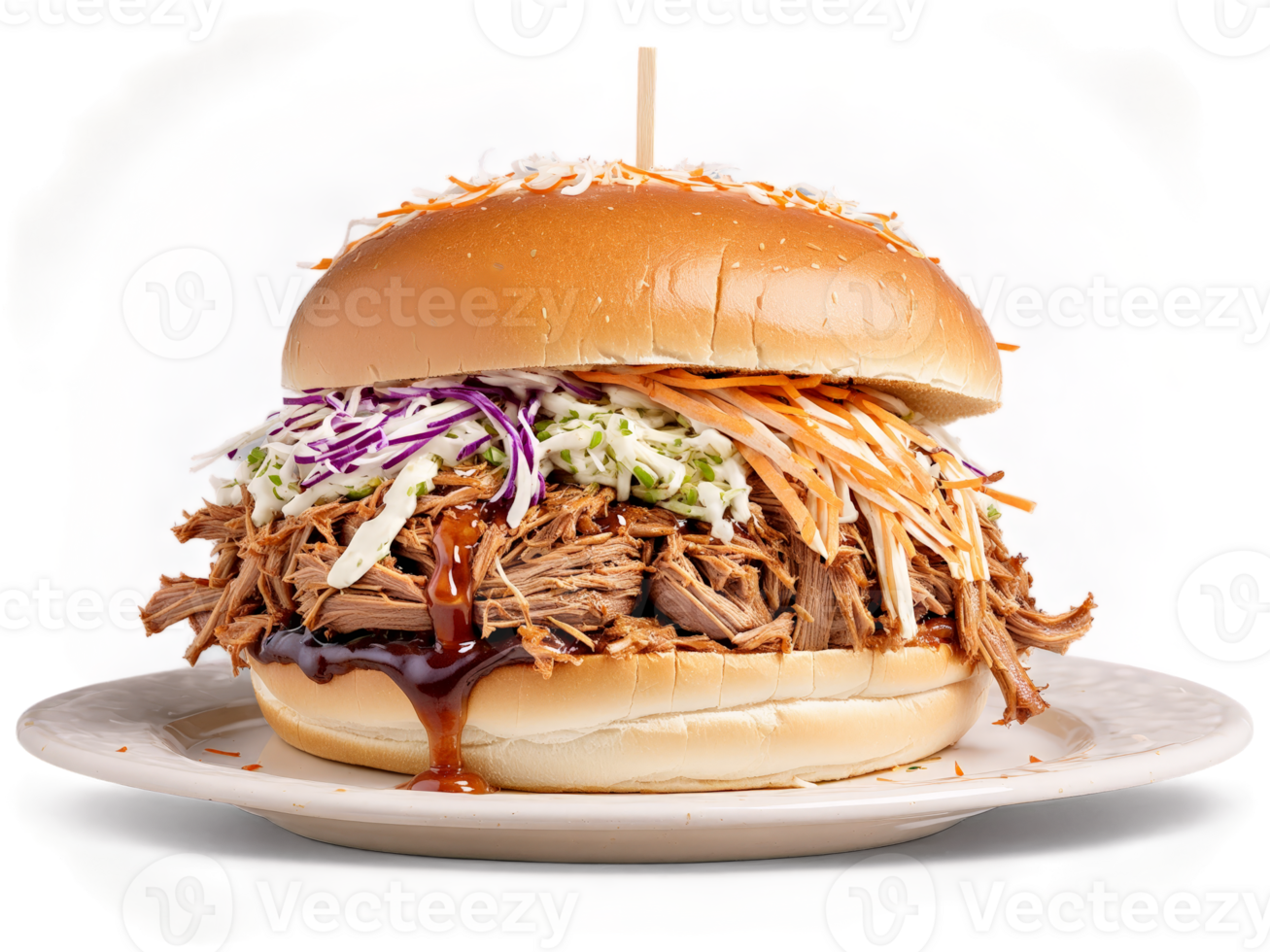 Pulled Pork Sandwich Tender slow cooked pulled pork piled high on soft bun topped png