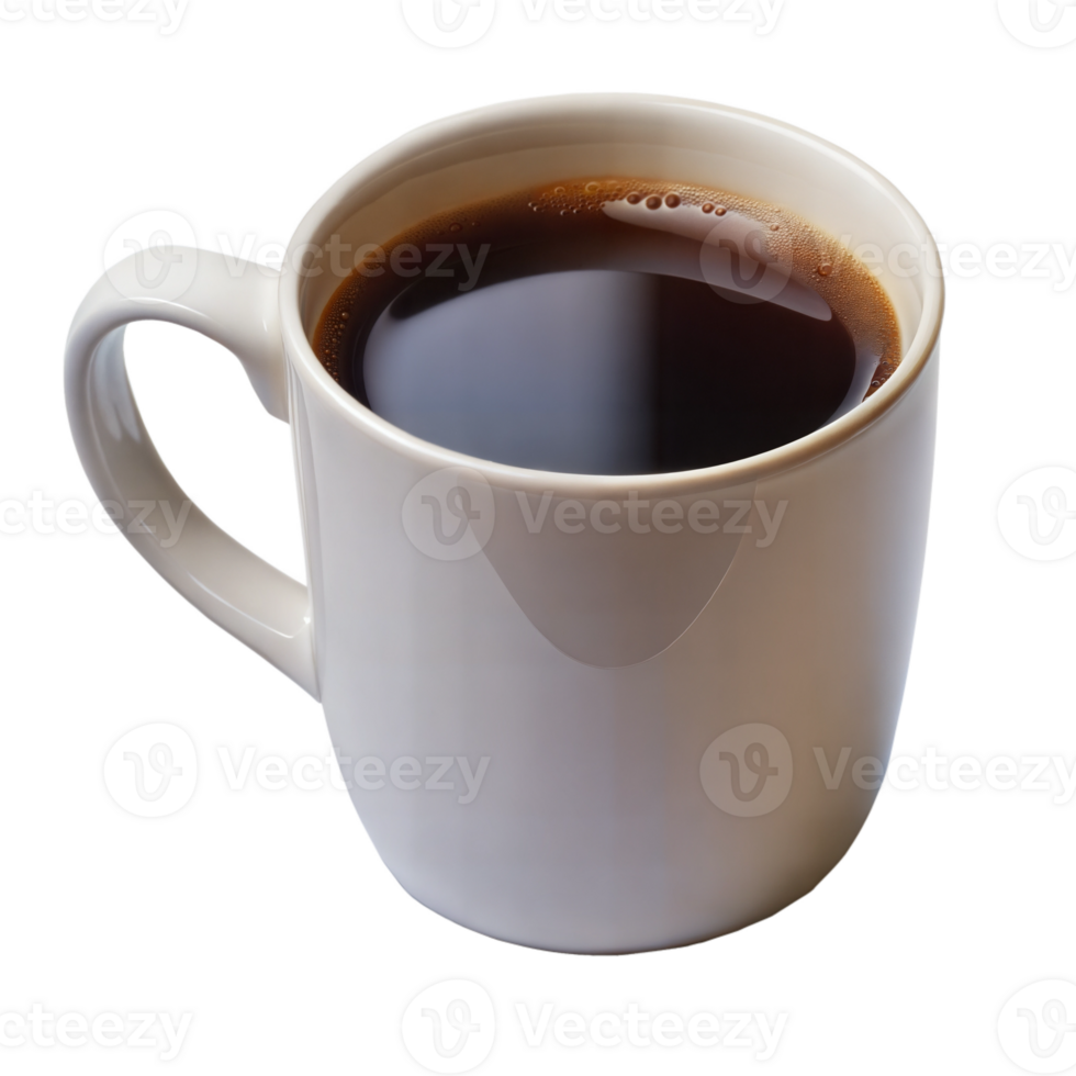 Beige mug filled with black coffee on a transparent background png