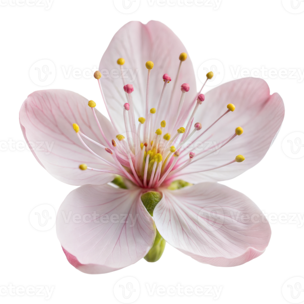 Close-up of pink cherry blossom flowers on a transparent background png