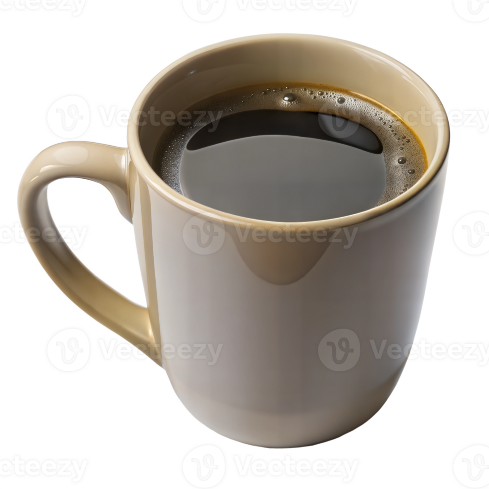 Cup of black coffee in a beige mug on a transparent background png