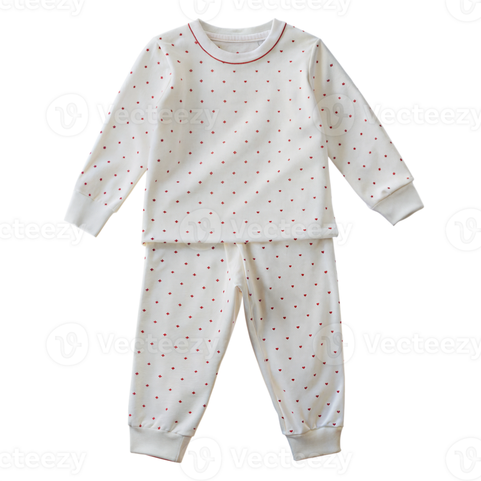 Cute white and pink baby pajamas with polka dots on a transparent background png
