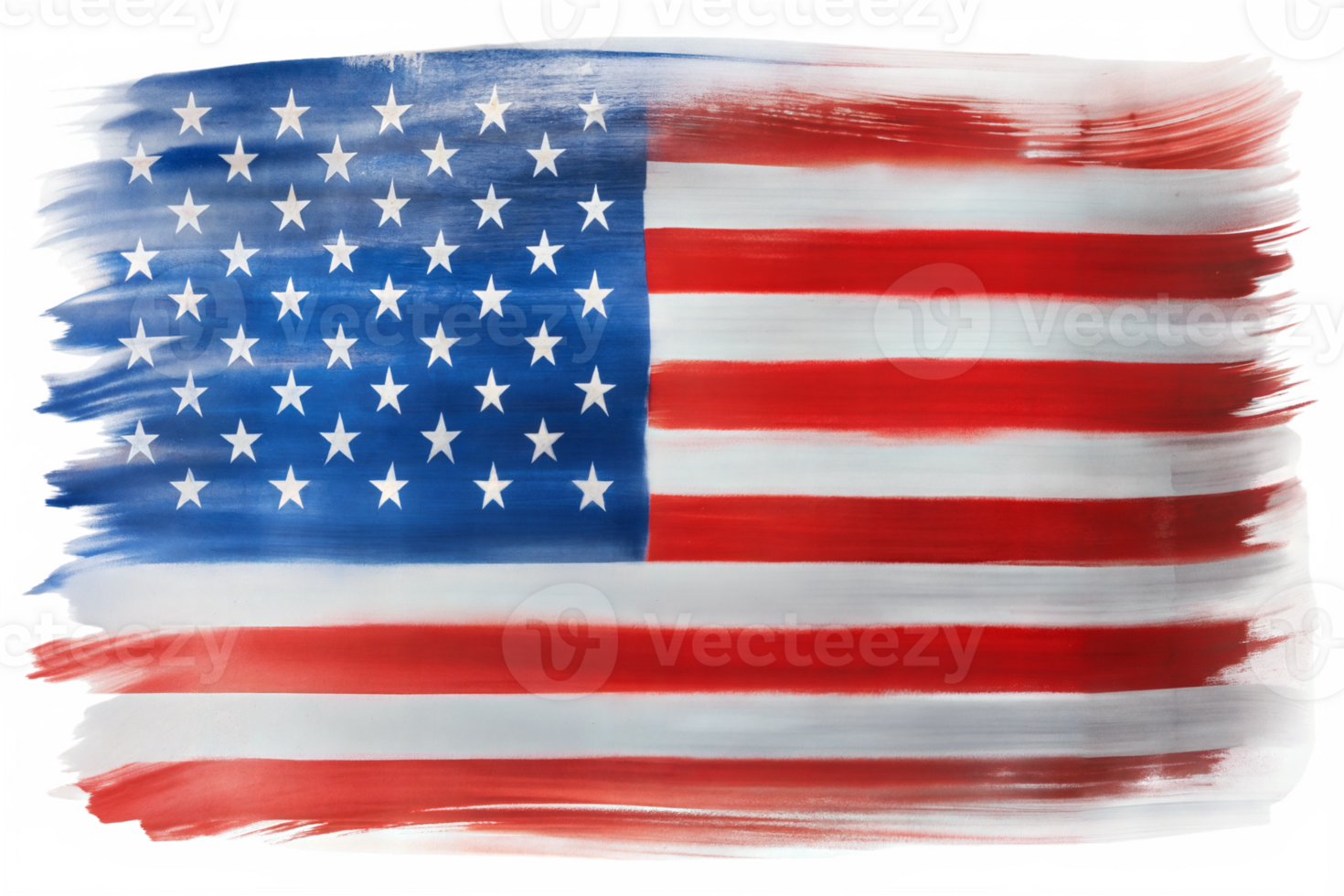Artistic representation of the American flag on a transparent background png