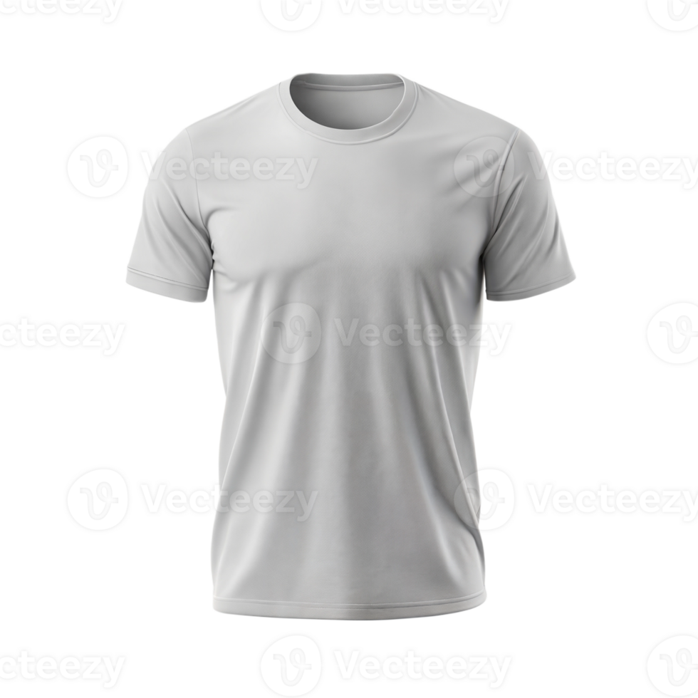 Plain white t-shirt displayed on a hanger, isolated on a transparent background. png