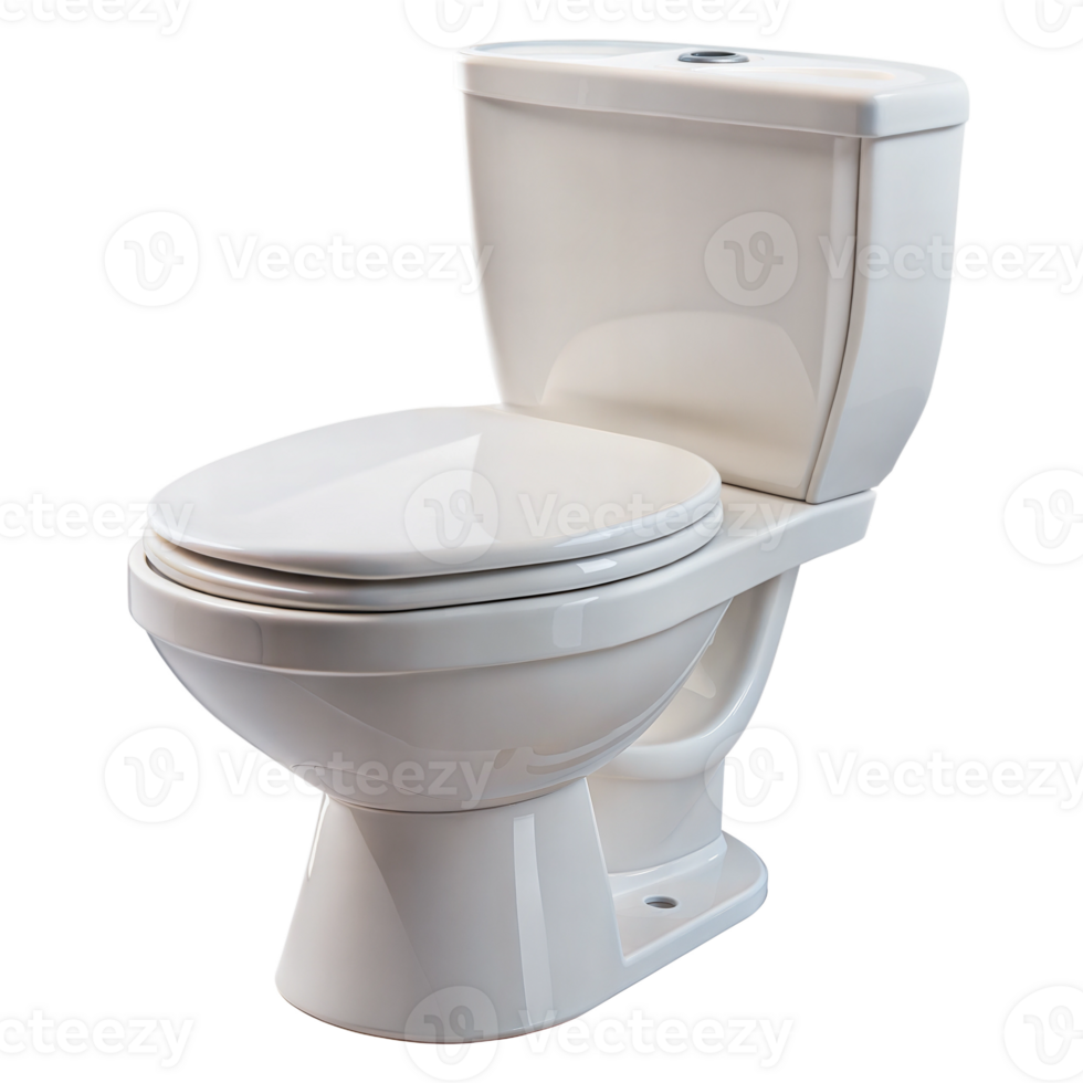 White toilet with an open lid, ready for use, isolated on a transparent background. png