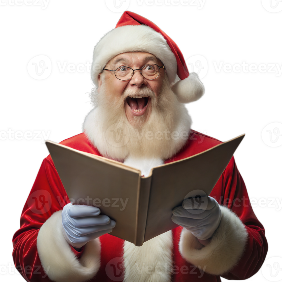 Santa Claus singing Christmas carols with a joyful expression png