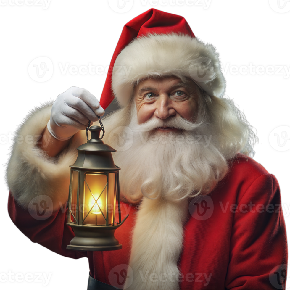Santa Claus holding a lantern to light his way on Christmas night png