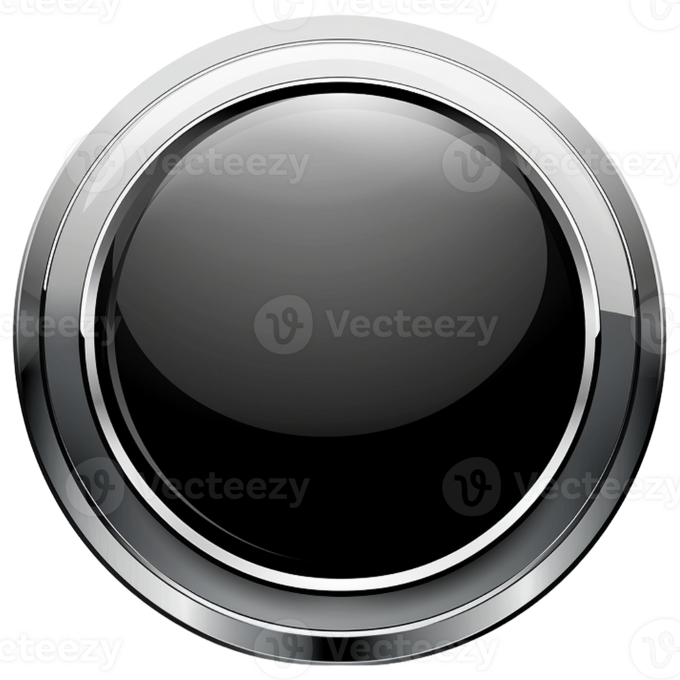 3d button. Round buttons with metal frame. png