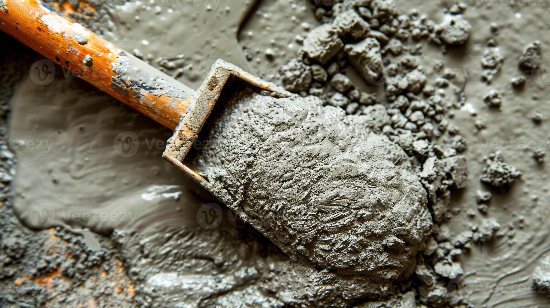 Close-up of concrete pouring work in construction work photo