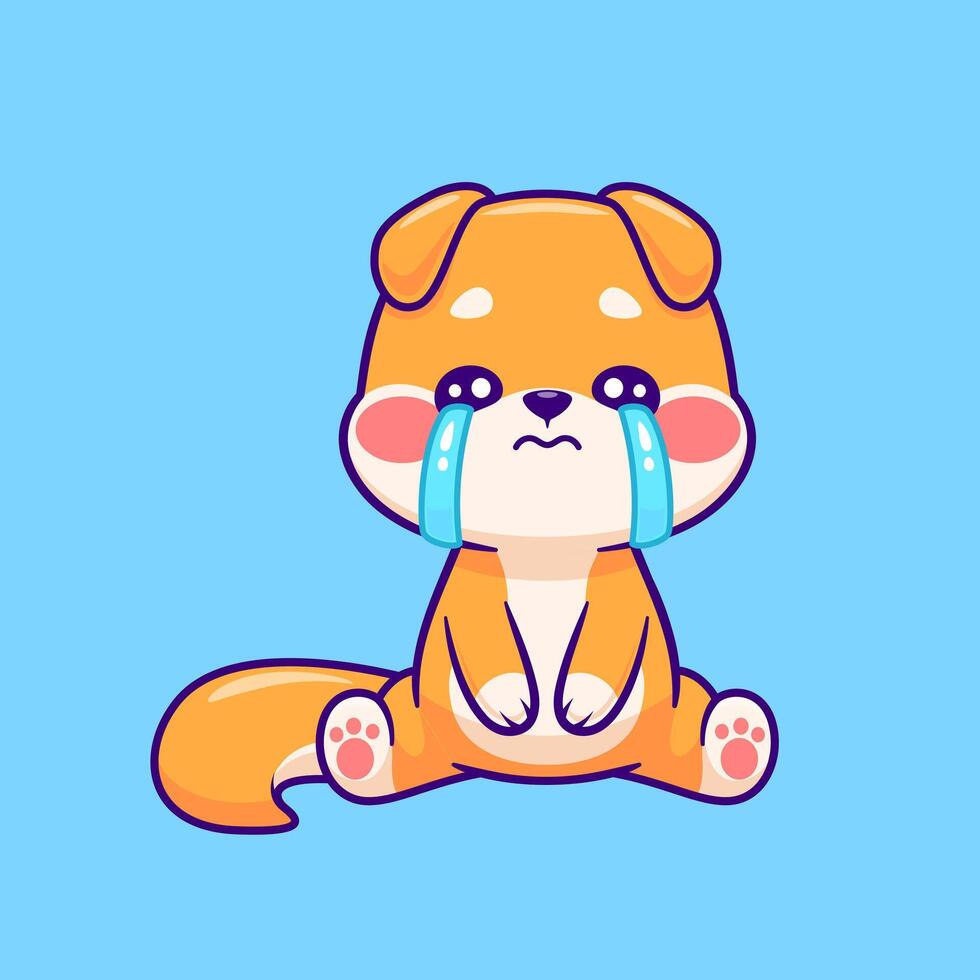 Cute Shiba Inu Dog Crying Cartoon vector
