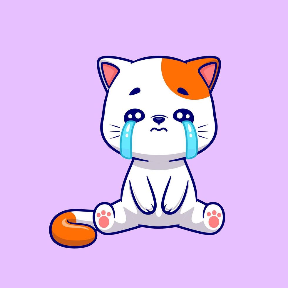 Cute Cat Crying Cartoon vector