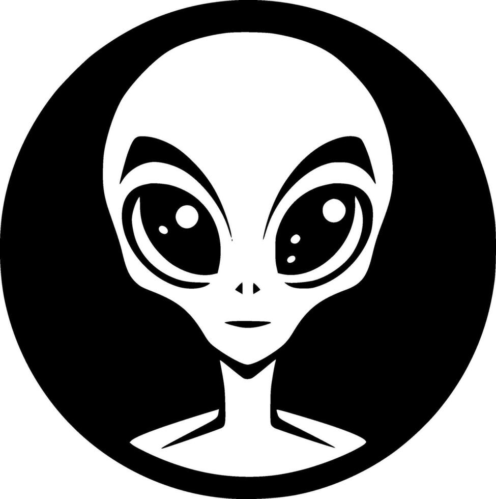 Alien, Black and White illustration vector