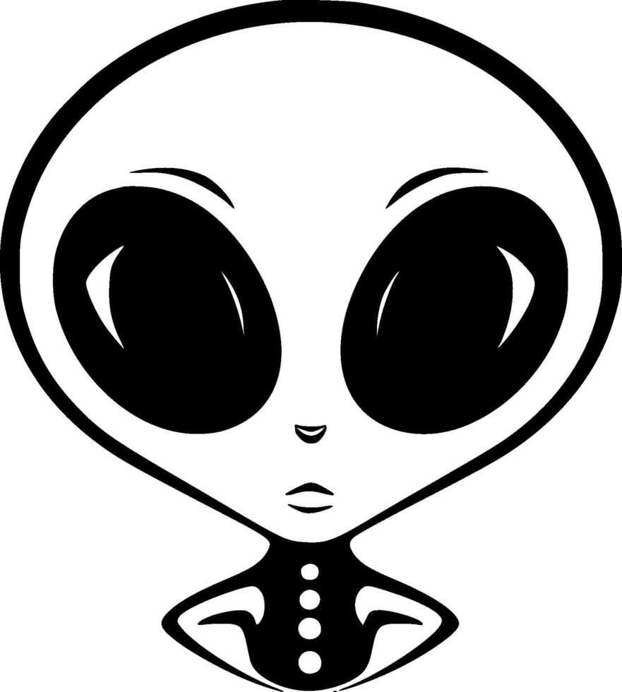 Alien, Black and White illustration vector