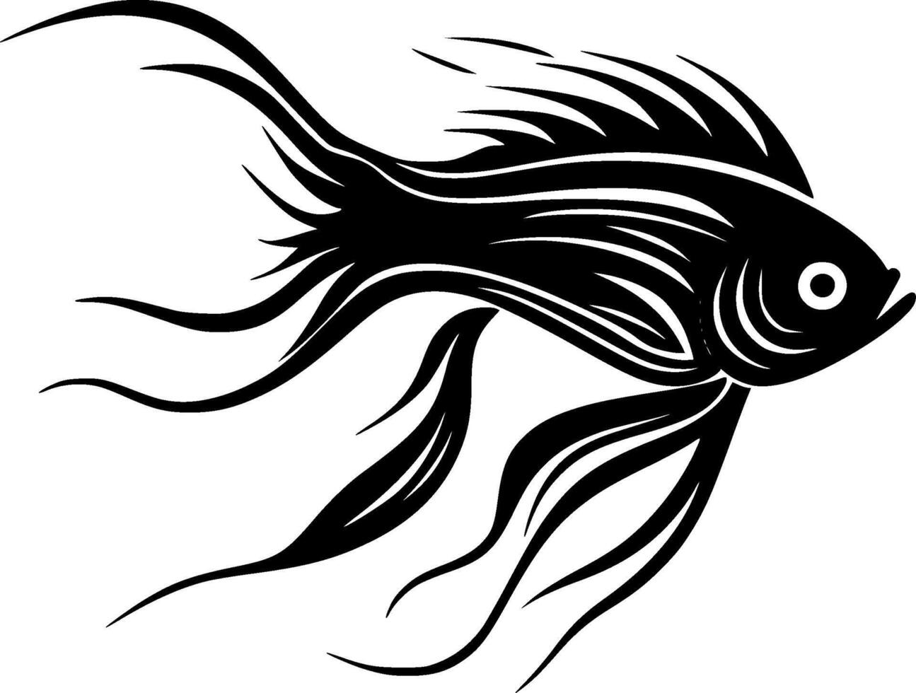 Angelfish, Black and White illustration vector
