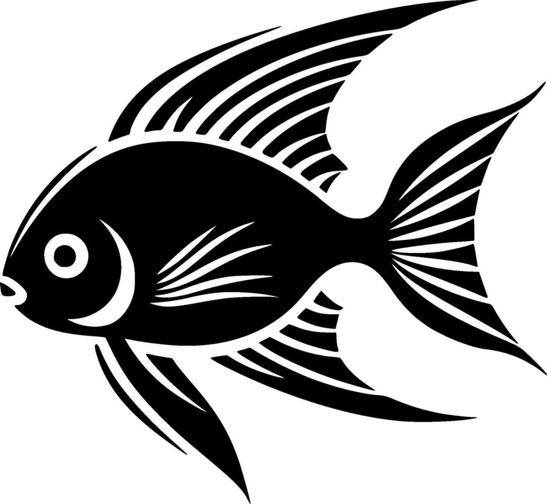 Angelfish, Black and White illustration vector