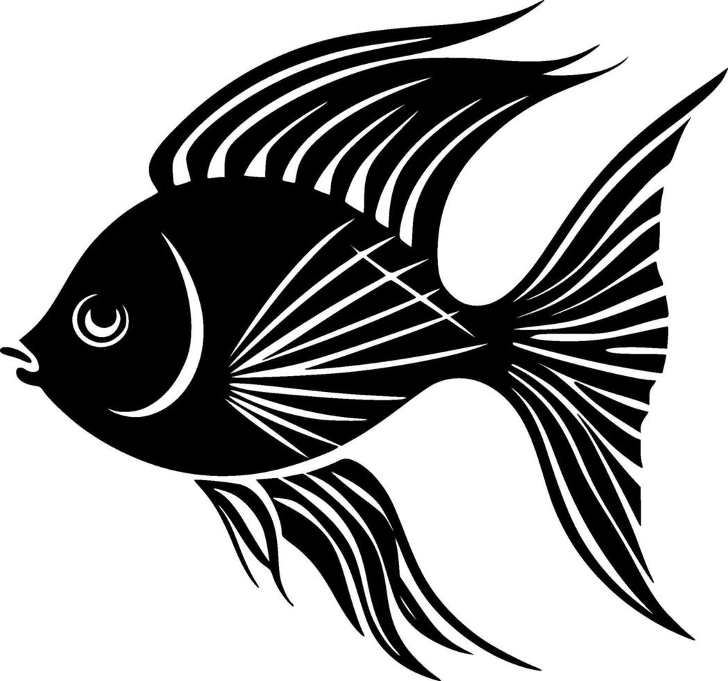 Angelfish, Minimalist and Simple Silhouette - illustration vector