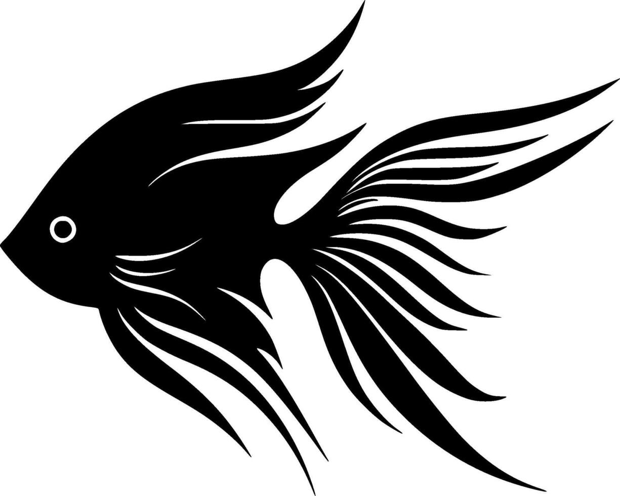 Angelfish, Black and White illustration vector
