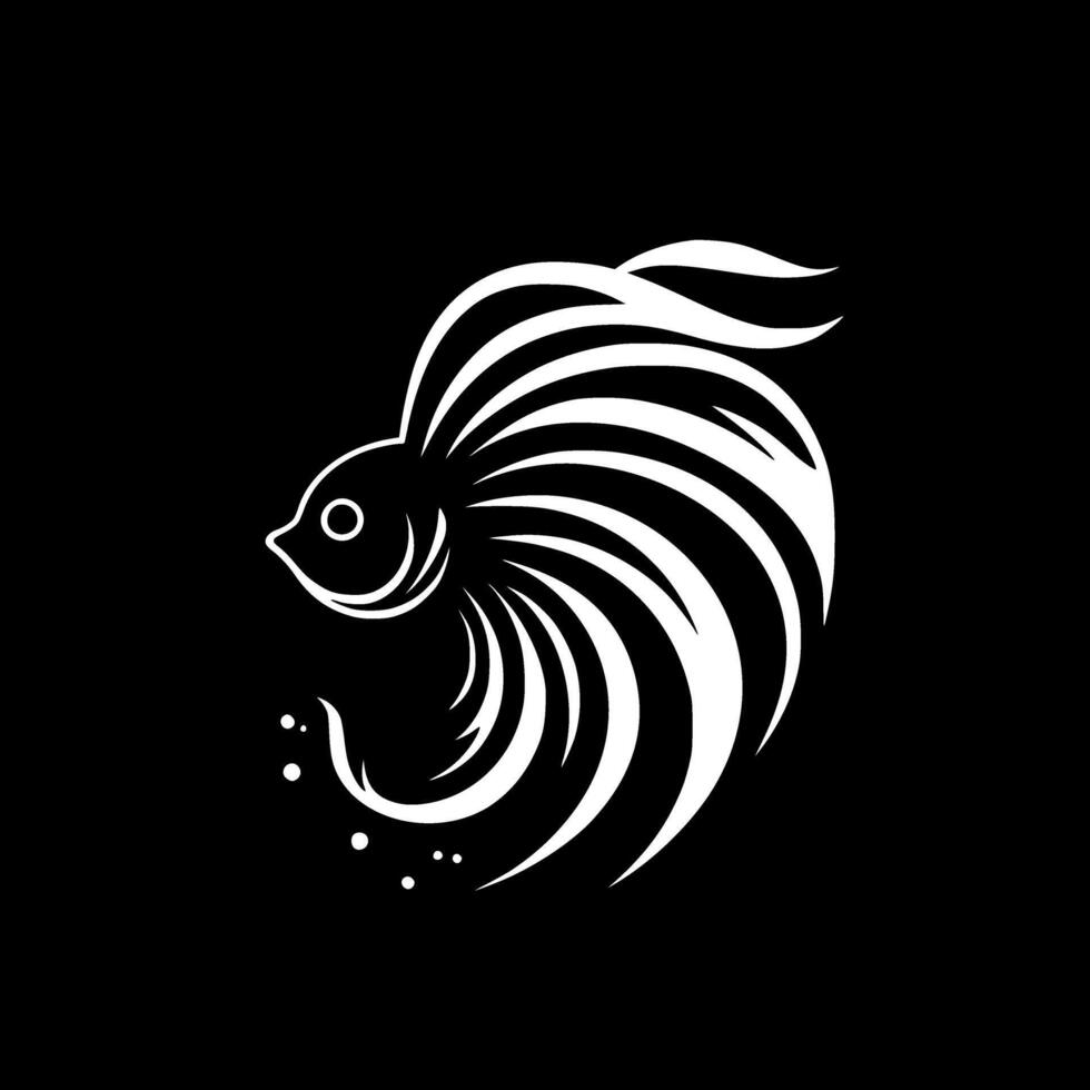 Betta Fish - Black and White Isolated Icon - illustration vector