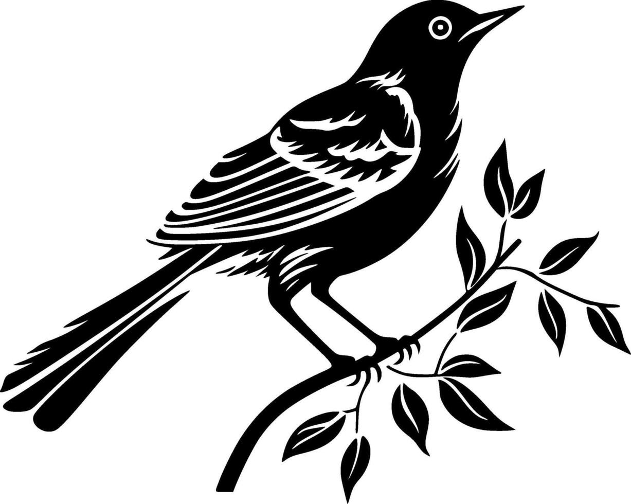 Bird - Black and White Isolated Icon - illustration vector