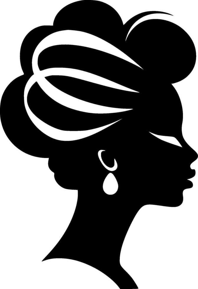 Black Woman, Black and White illustration vector