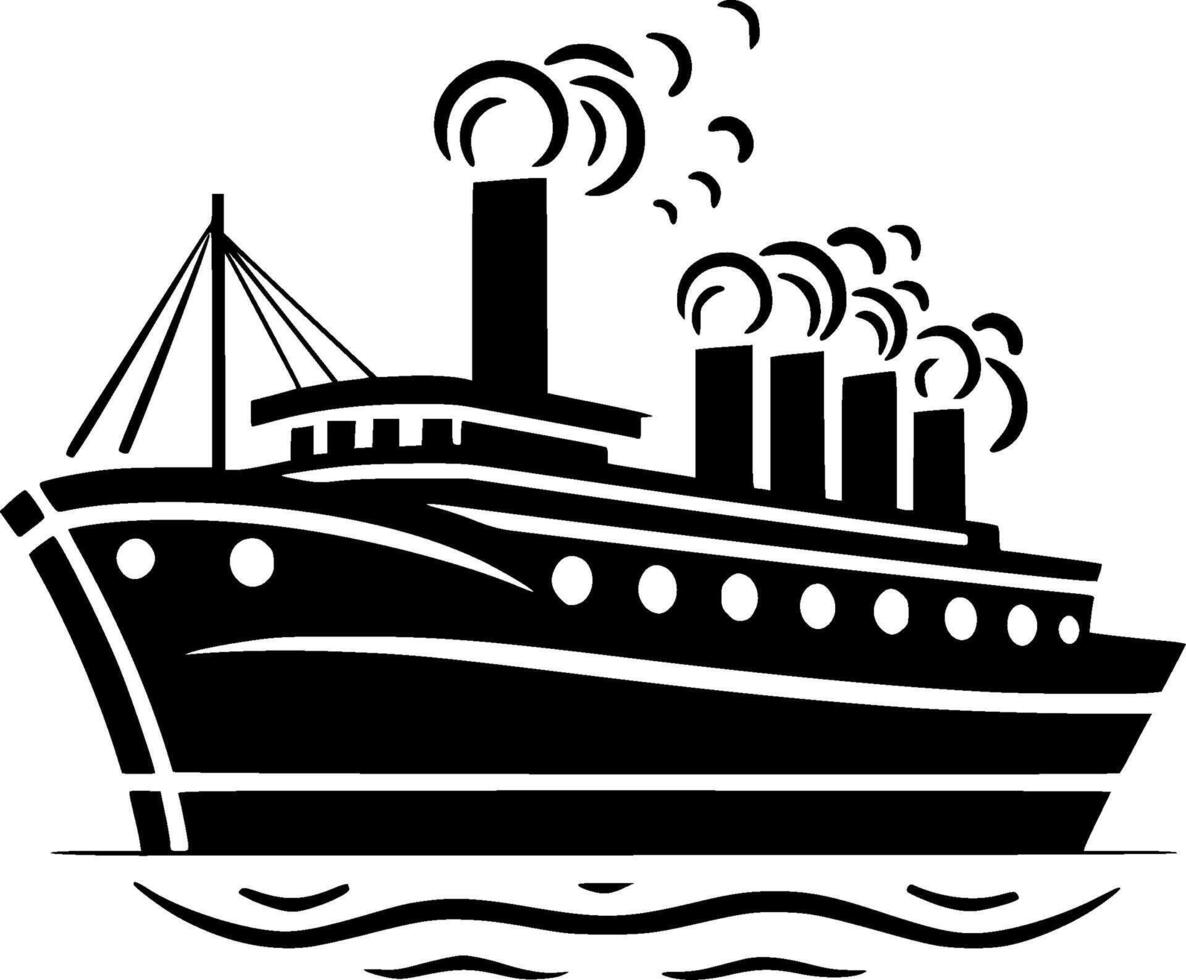Boat - Black and White Isolated Icon - illustration vector