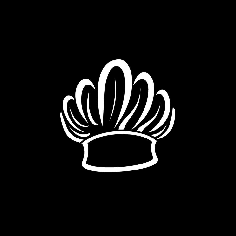 Chef Hat, Black and White illustration vector