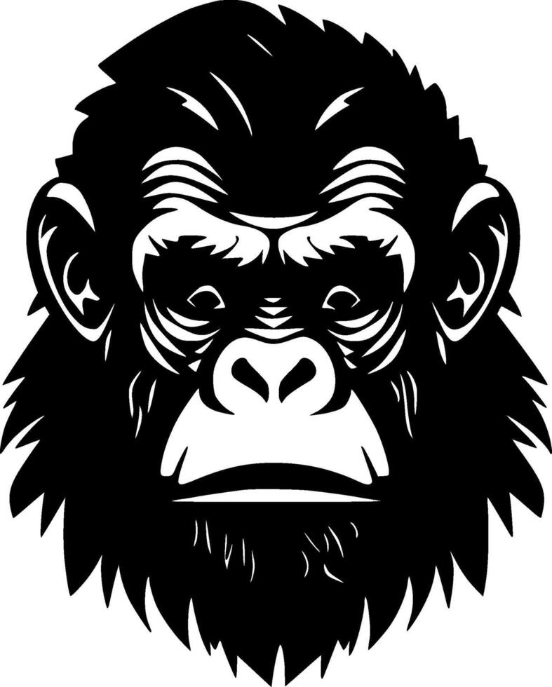 Chimpanzee, Minimalist and Simple Silhouette - illustration vector